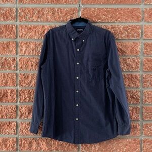Champs navy blue checkered button down shirt